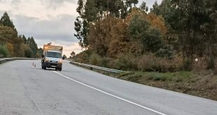 Já começaram os trabalhos de marcação da sinalização horizontal na variante da EN329